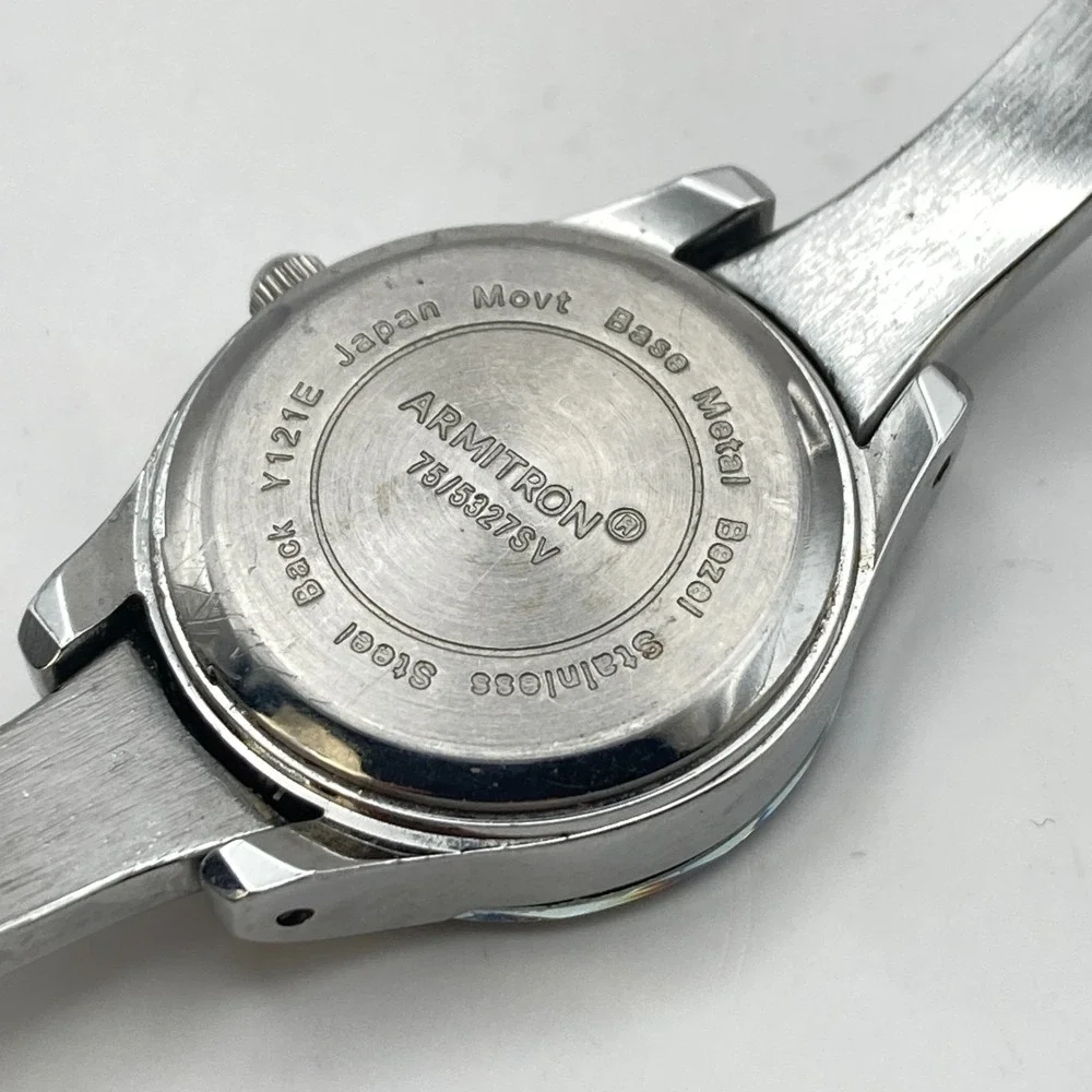 Armitron Diamond Women's Watch Silver Tone 23mm Black Faceted New Battery 6.25